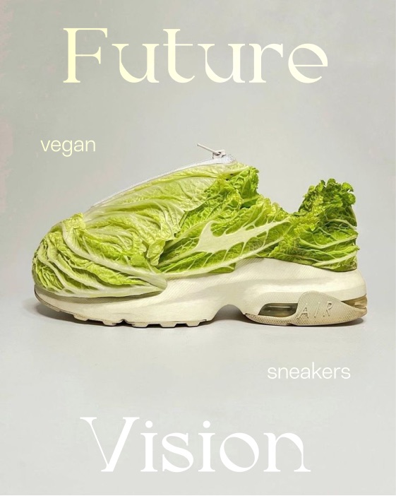 Future Vision — креативный коллажный пост о веган-кроссовках