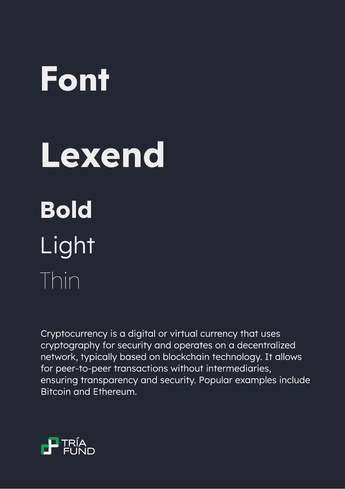 Tría Fund — шрифт Lexend