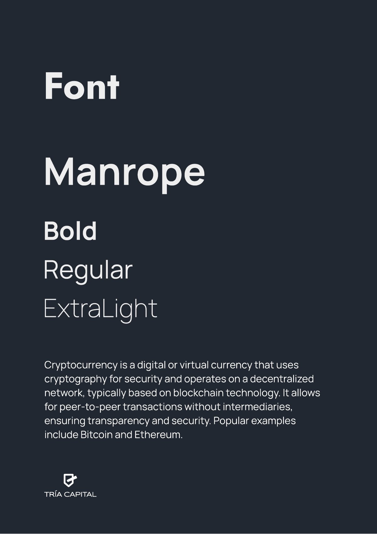 Tría Capital — шрифт Manrope